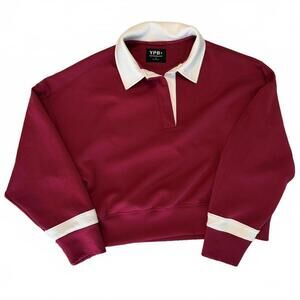 EUC Abercrombie & Fitch YPB neoKNIT Polo Sweatshirt Deep Red Size M